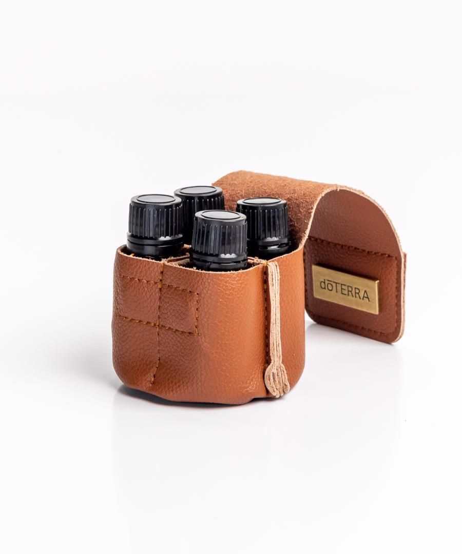 Brown Leather Essential Oil Case - Essential Pink